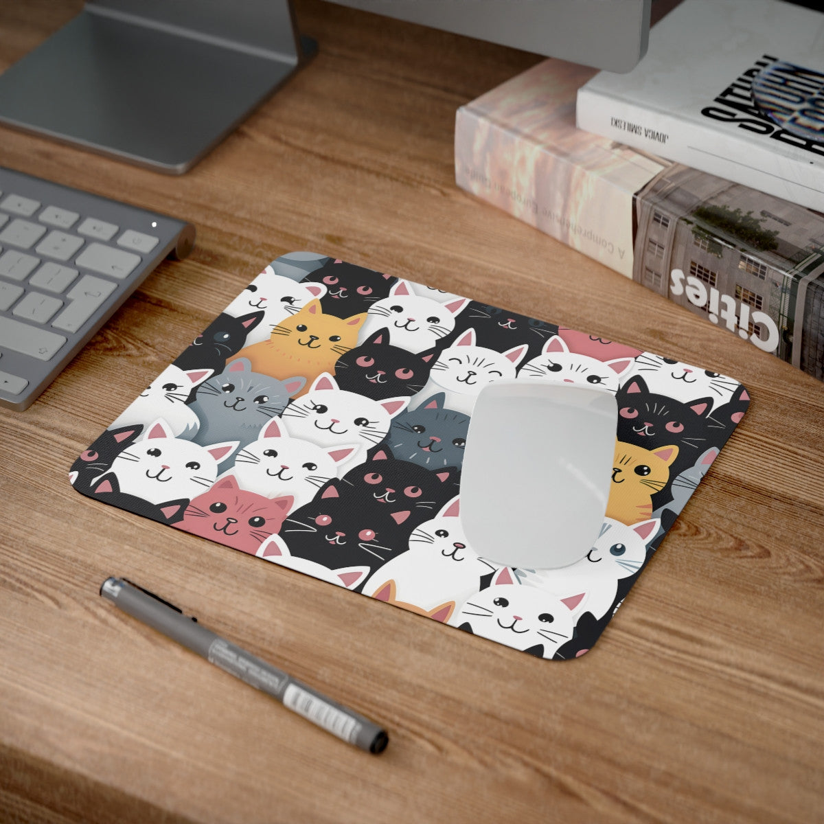 Tapis de Souris Chat Mignon Design Multichats Colorés – 22x18 cm