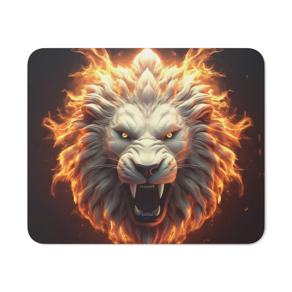 Tapis de Souris Lion en Feu – Illustration Puissante Flamboyante
