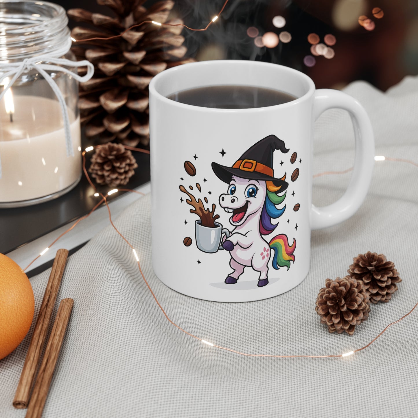 Mug Licorne Sorcière Halloween 325ml – Tasse Céramique Arc-en-Ciel Drôle et Magique – Cadeau Original Fête d’Halloween