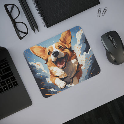 Tapis de Souris Corgi 22x18 cm – Chien Énergique dans un Style BD