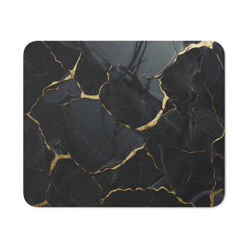 Tapis de Souris Marbre Noir et Or 22x18 cm – Design Élégant & Moderne