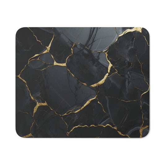 Tapis de Souris Marbre Noir et Or 22x18 cm – Design Élégant & Moderne