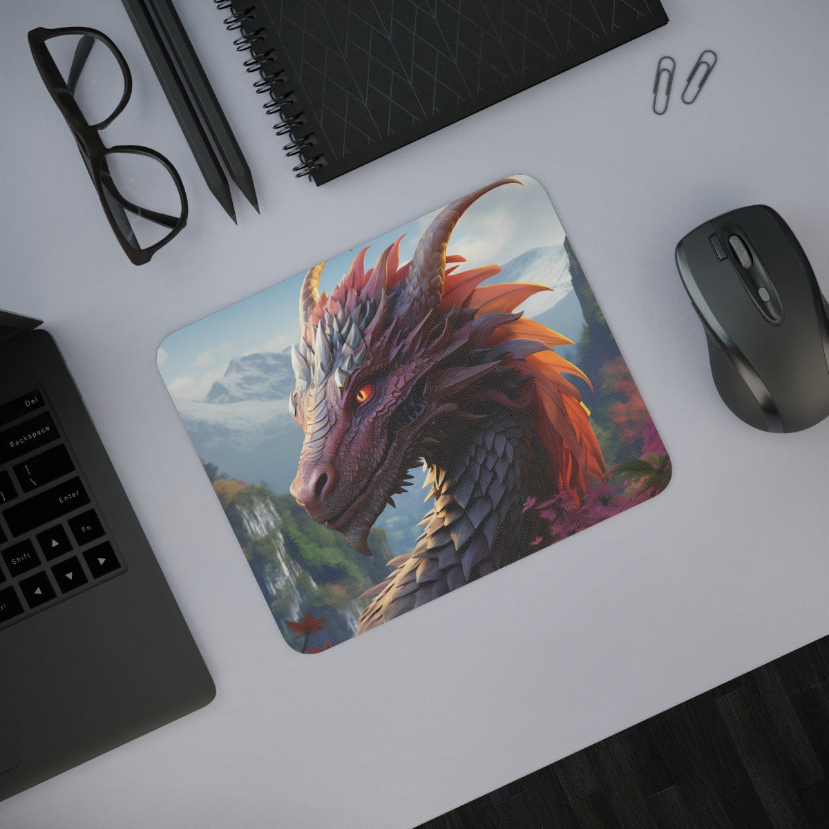 Tapis de Souris Dragon Fantastique 22x18 cm – Illustration Épique de Dragon