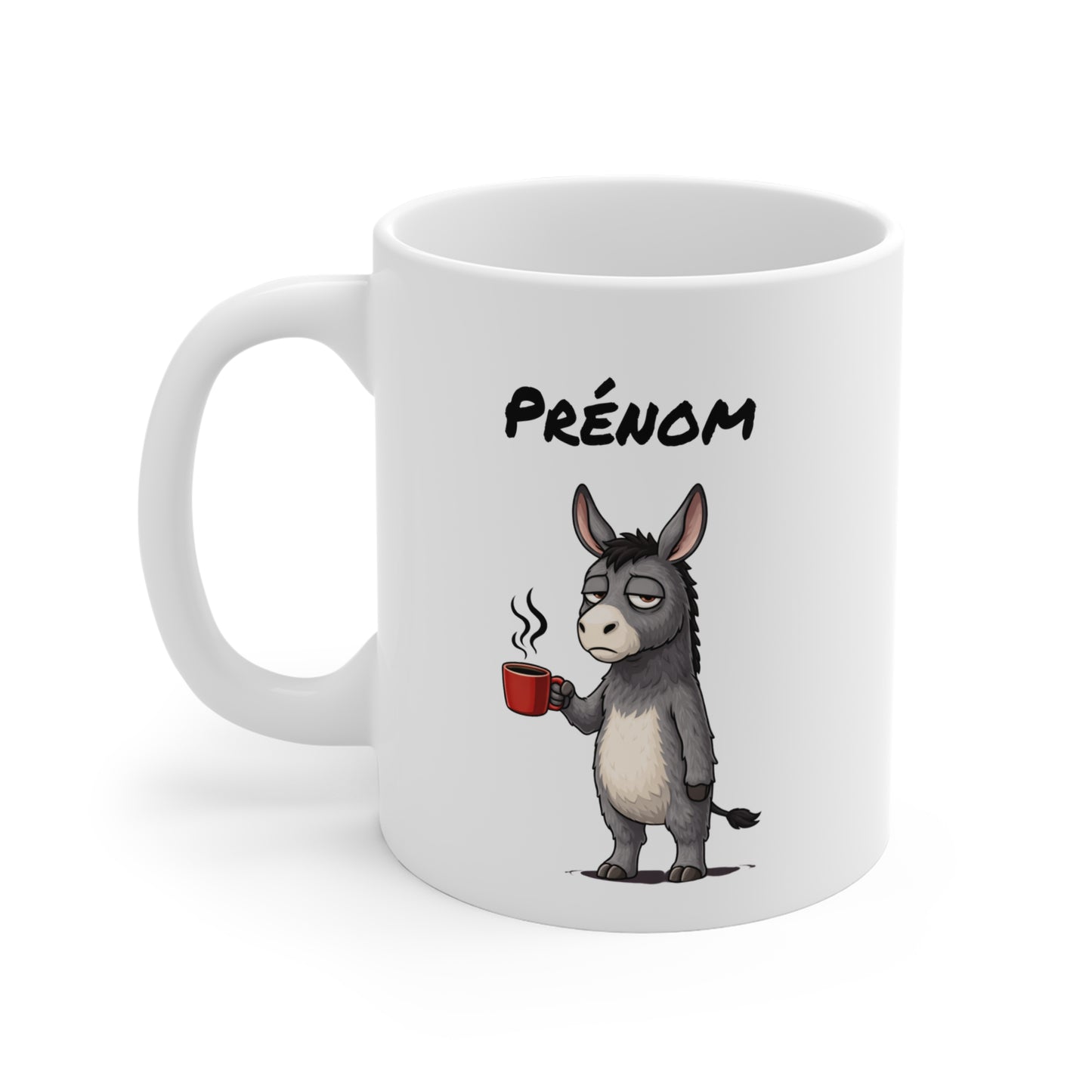 Tasse Âne avec Café – Mug Animal Humoristique Fatigue – Illustration Âne Drôle 325ml – Cadeau Original