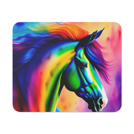Tapis de Souris Cheval Arc-en-Ciel 22x18 cm Design Coloré et Artistique Surface Lisse, Base Antidérapante