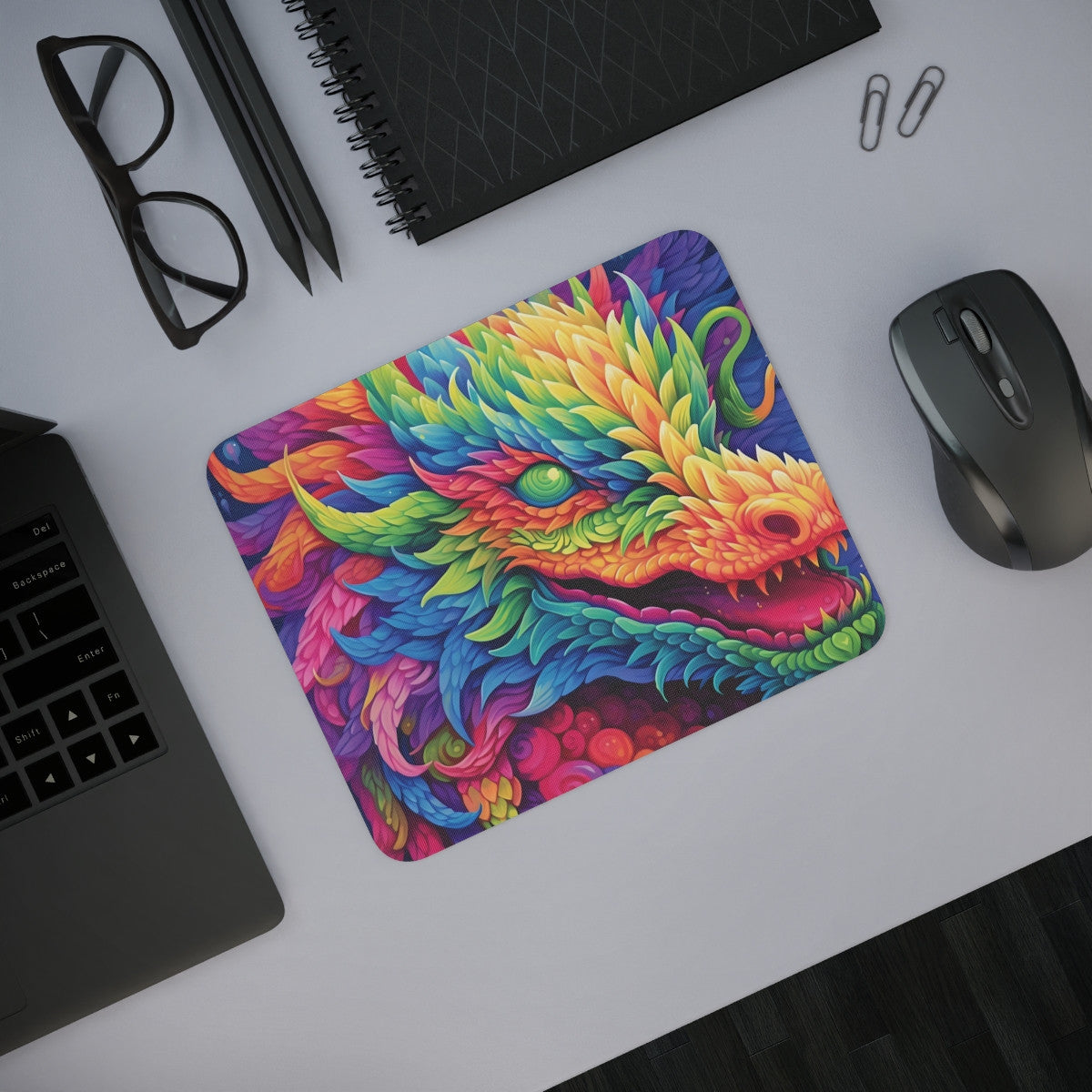Tapis de souris 22x18 cm – Dragon Arc-en-Ciel Stylisé