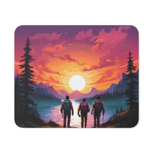 Tapis de souris 22x18 cm – Randonneurs au Coucher de Soleil