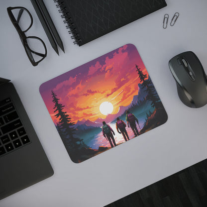 Tapis de souris 22x18 cm – Randonneurs au Coucher de Soleil