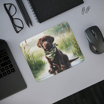 Tapis de souris 22x18 cm – Chiot Labrador Chocolat avec Foulard