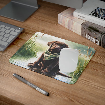 Tapis de souris 22x18 cm – Chiot Labrador Chocolat avec Foulard