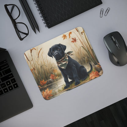 Tapis de souris 22x18 cm – Chiot Labrador Noir Automne  Illustration Aquarelle