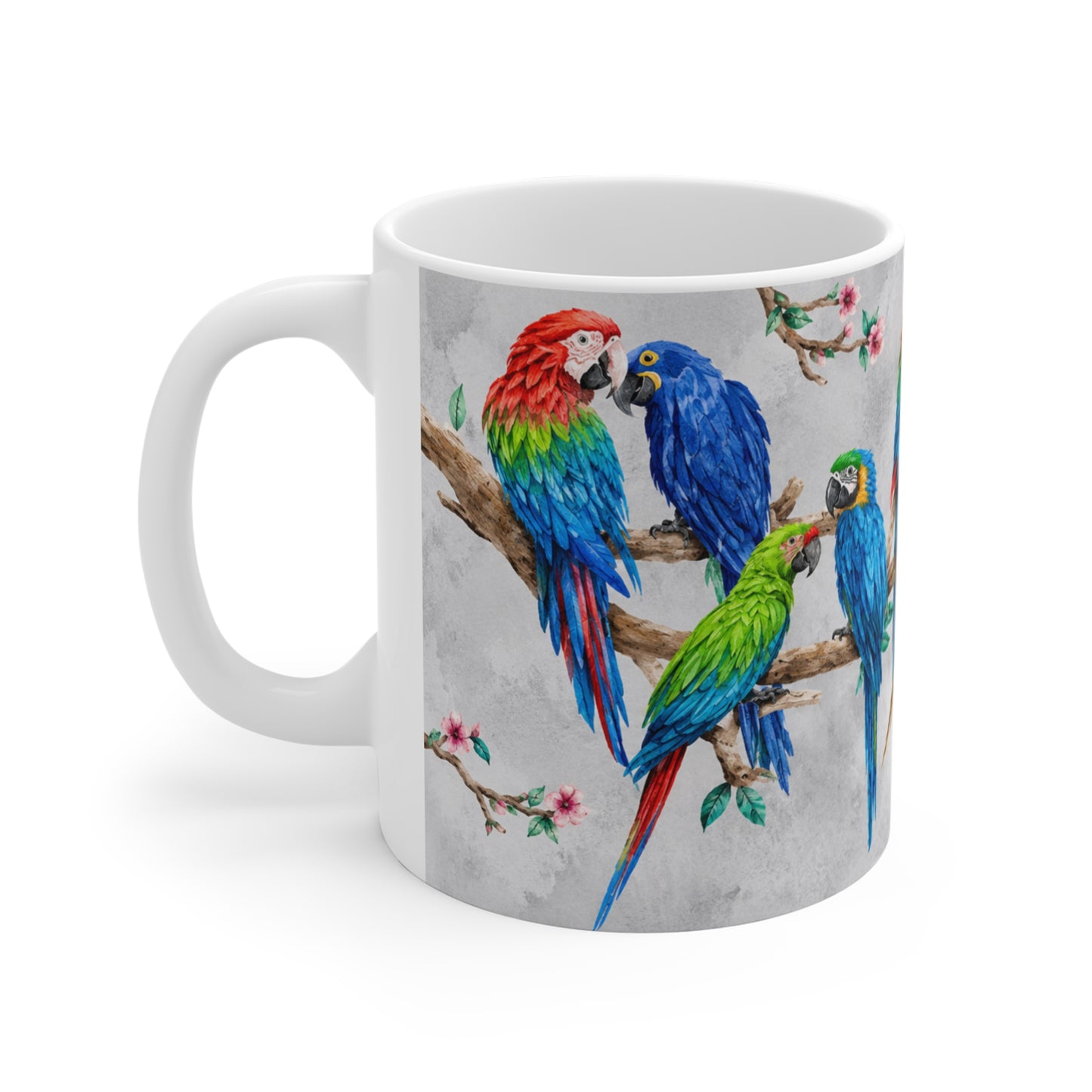 Tasse Perroquets Tropicaux – Mug Aras Colorés Aquarelle – Cadeau Amoureux Oiseaux Exotiques 325ml