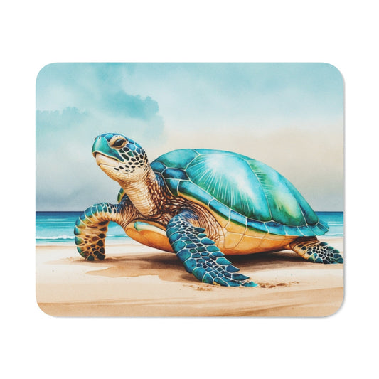 Tapis de souris 22x18 cm  Tortue Marine sur Plage  Illustration Aquarelle Océanique