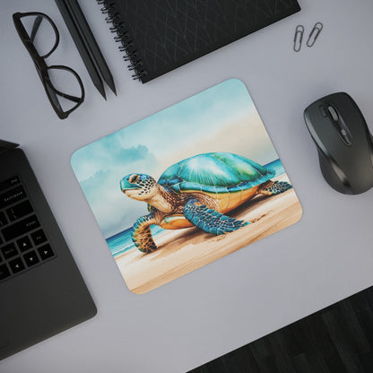 Tapis de souris 22x18 cm  Tortue Marine sur Plage  Illustration Aquarelle Océanique