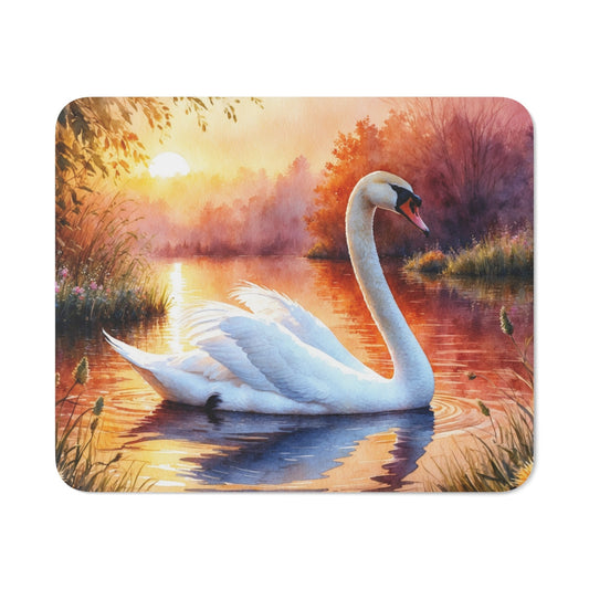 Tapis de souris 22x18 cm – Cygne Blanc au Coucher de Soleil