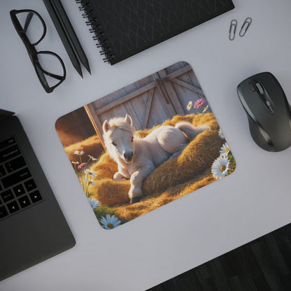 Tapis de souris 22x18 cm – Poulain Crème sur Paille