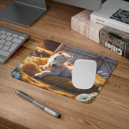 Tapis de souris 22x18 cm – Poulain Crème sur Paille
