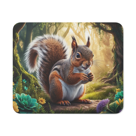 Tapis de souris 22x18 cm Écureuil dans Forêt Enchantée  Illustration Animalière Féérique