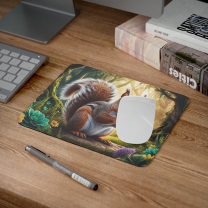 Tapis de souris 22x18 cm Écureuil dans Forêt Enchantée  Illustration Animalière Féérique