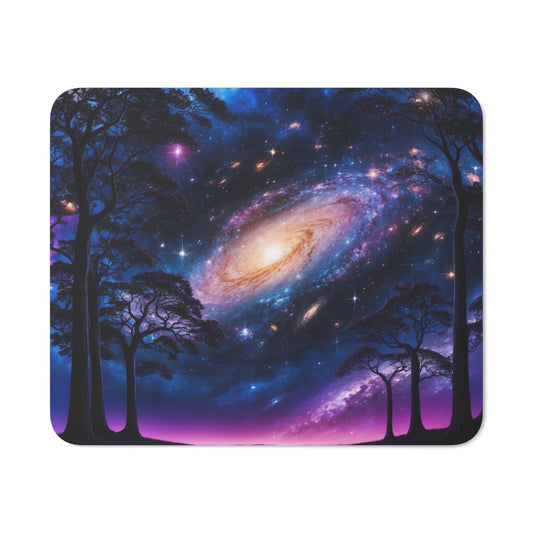 Tapis de souris 22x18 cm – Galaxie Fantastique & Forêt Nocturne – Illustration Cosmique