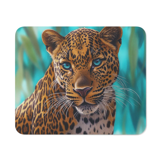 Tapis de souris 22x18 cm Léopard aux Yeux Turquoise  Design Animalier Réaliste