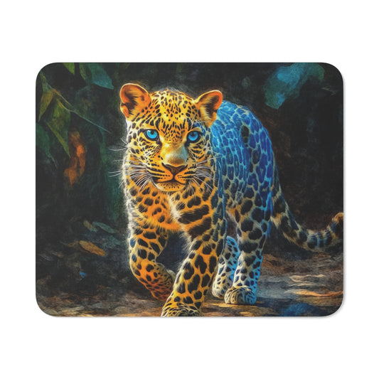 Tapis de souris 22x18 cm  Léopard Artistique aux Yeux Bleus – Style Peinture Numérique