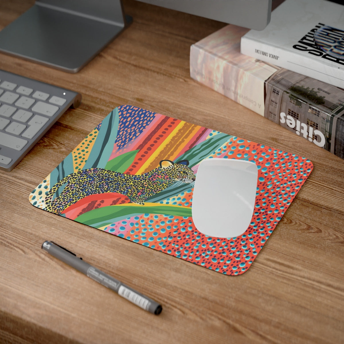 Tapis de souris 22x18 cm – Léopard Abstrait & Coloré – Design Artistique Moderne