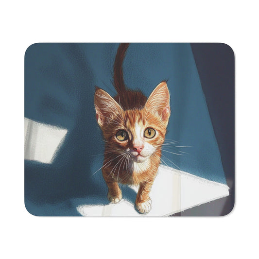Tapis de souris 22x18 cm – Chaton Roux Curieux – Illustration Vue du Dessus