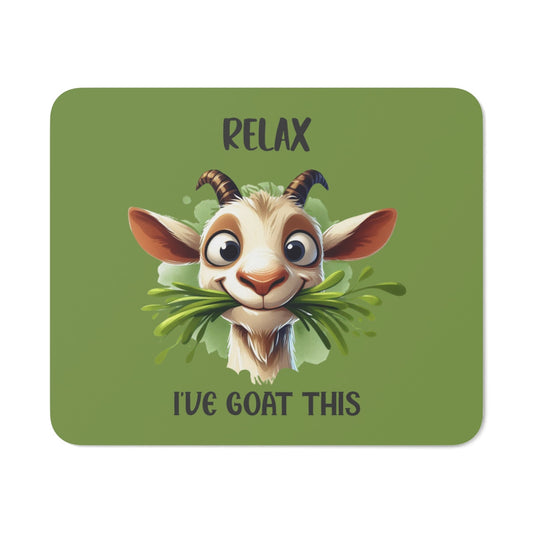 Tapis de souris 22x18 cm – Chèvre Mignonne & Jeu de Mots « Relax, I've Goat This » –