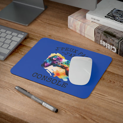 Tapis de souris 22x18 cm – Gamer « J’Peux Pas J’ai Console » – Manette Aquarelle sur Fond Bleu