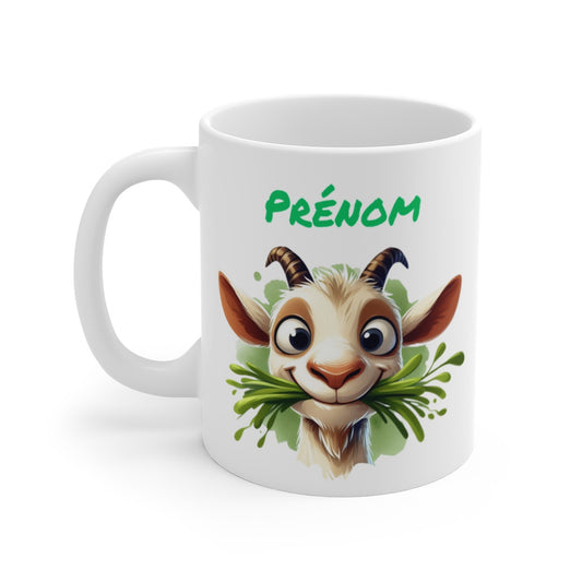 Mug Chèvre Rigolote Personnalisable Prénom – Tasse Humour Animal 11oz