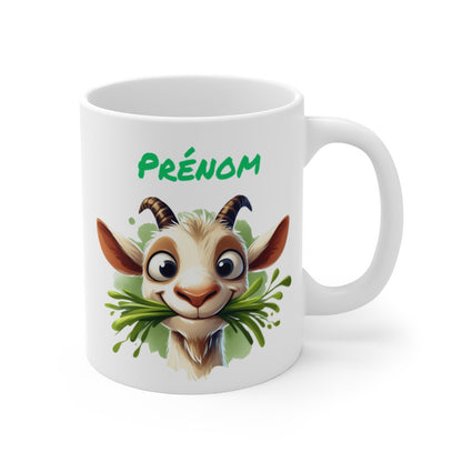 Mug Chèvre Rigolote Personnalisable Prénom – Tasse Humour Animal 11oz