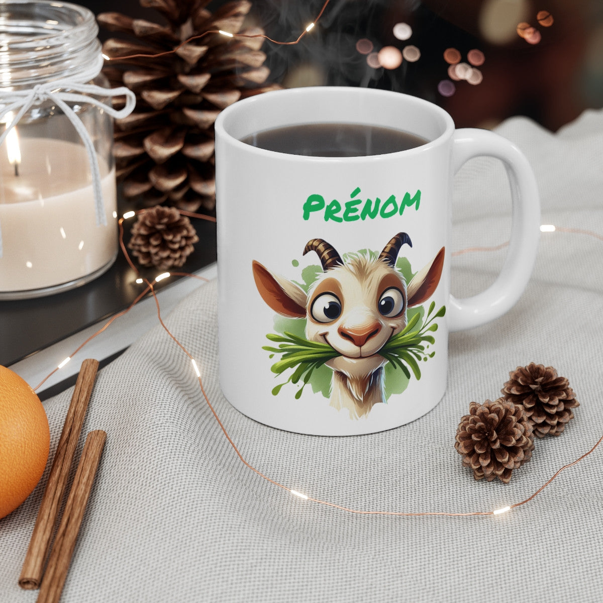 Mug Chèvre Rigolote Personnalisable Prénom – Tasse Humour Animal 11oz