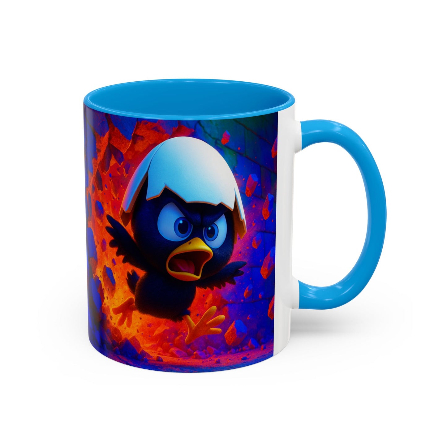 Mug Poussin Noir Cartoon Calimero – Tasse Oiseau Mignon Coquille d’Œuf Humour Dessin Animé 325ml