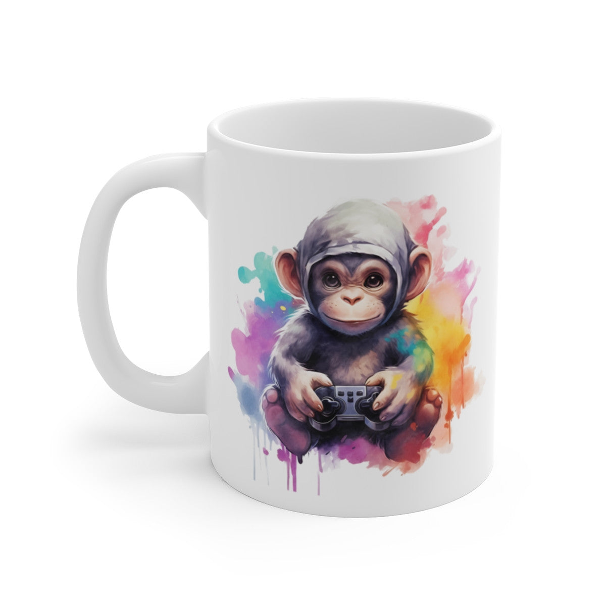 Mug Singe Gamer – Illustration Splash Colorée – Cadeau Fun Geek