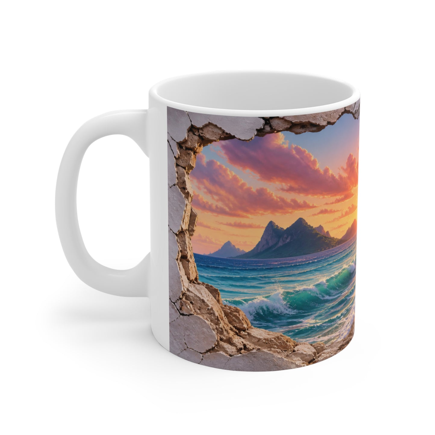 Tasse Plage Tropicale – Mug Paysage Paradis Exotique – Cadeau Voyage Homme Femme Enfant 325ml