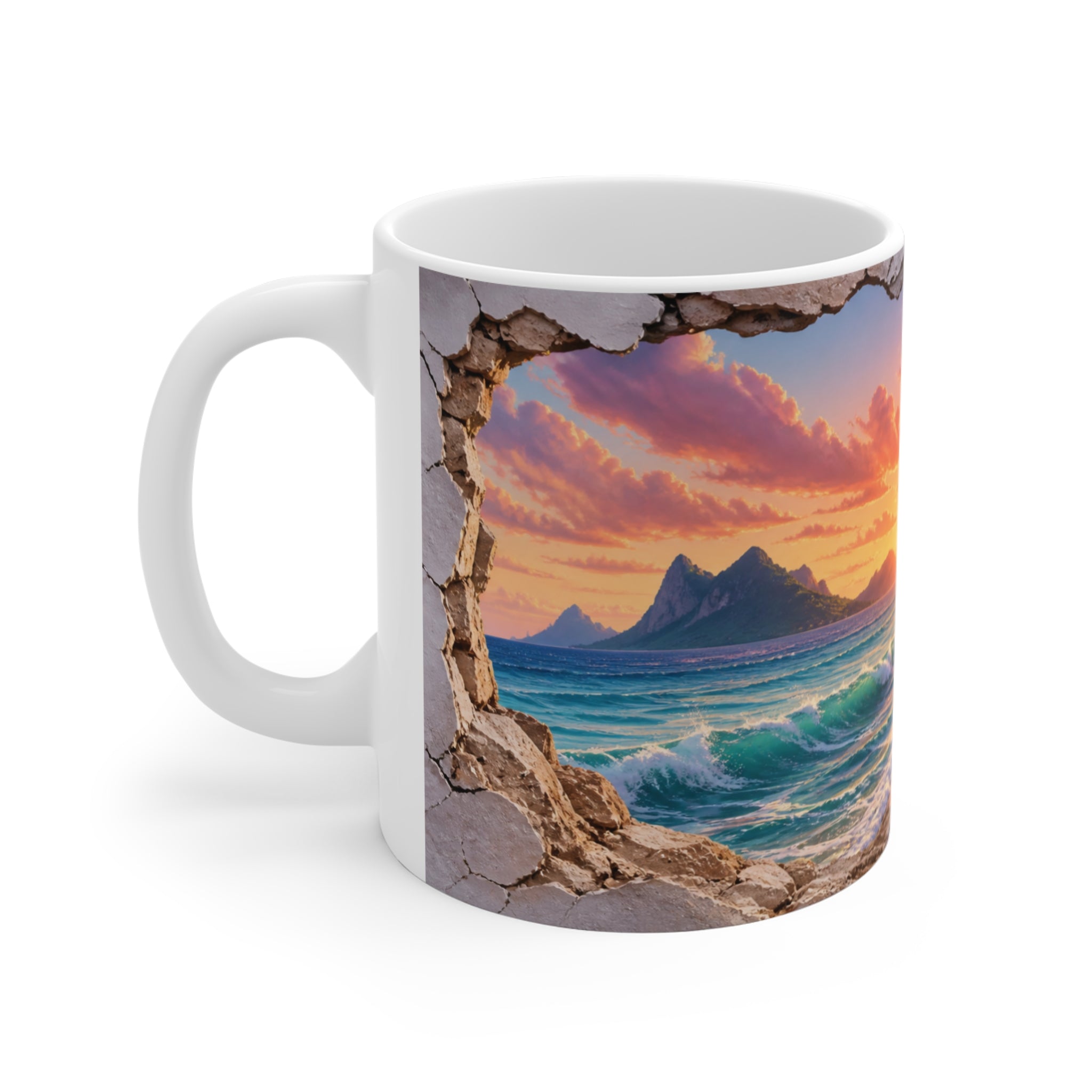 Tasse Plage Tropicale – Mug Paysage Paradis Exotique – Cadeau Voyage Homme Femme Enfant 325ml