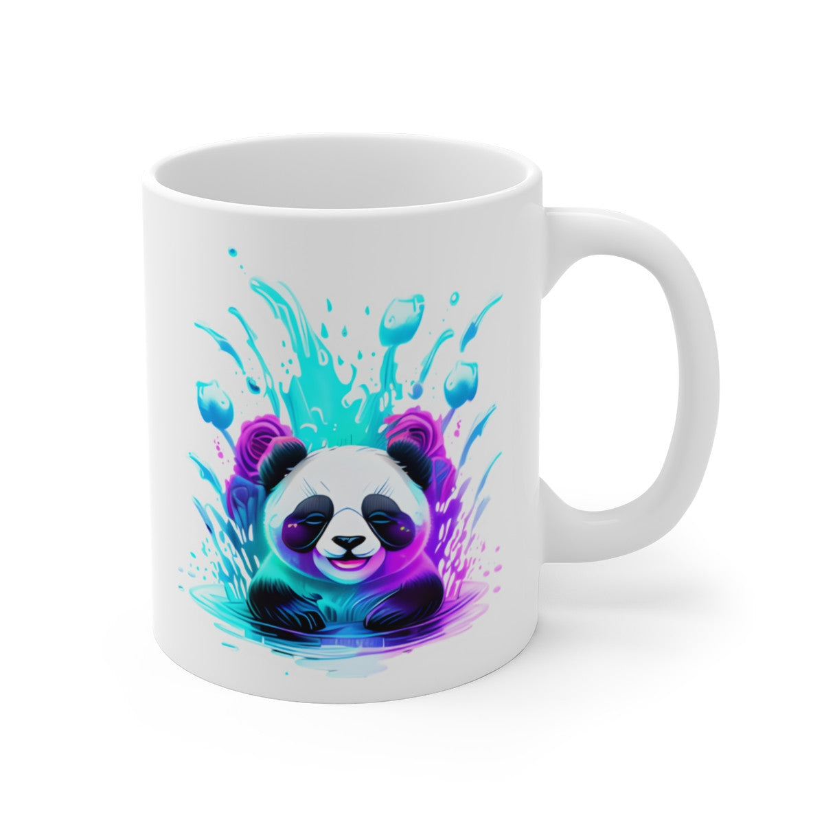 Mug Panda Néon Personnalisable – Design Splash Fluorescent – Cadeau Kawaii Stylé