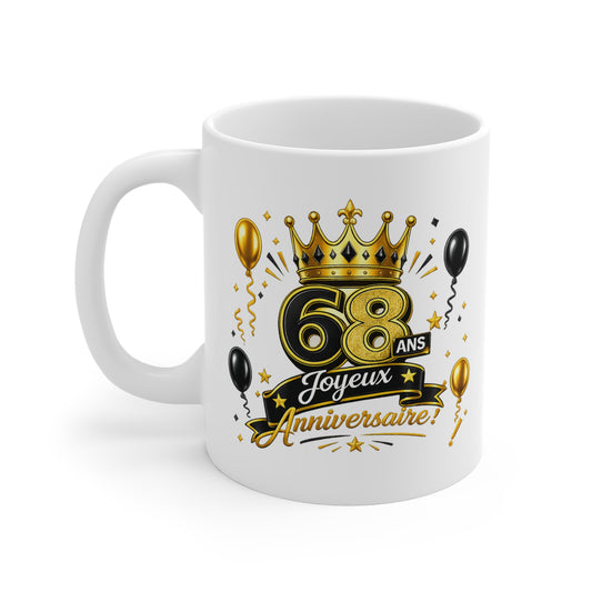 Mug Joyeux 68 Ans – Tasse Anniversaire 68 Ans – Cadeau Original pour Femme Homme – Idée Cadeau 68e Anniversaire
