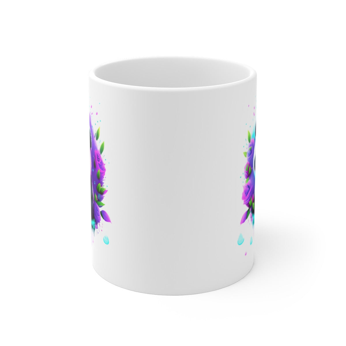 Mug Panda Romantique – Rose Rose & Fleurs Violet – Design Kawaii Doux