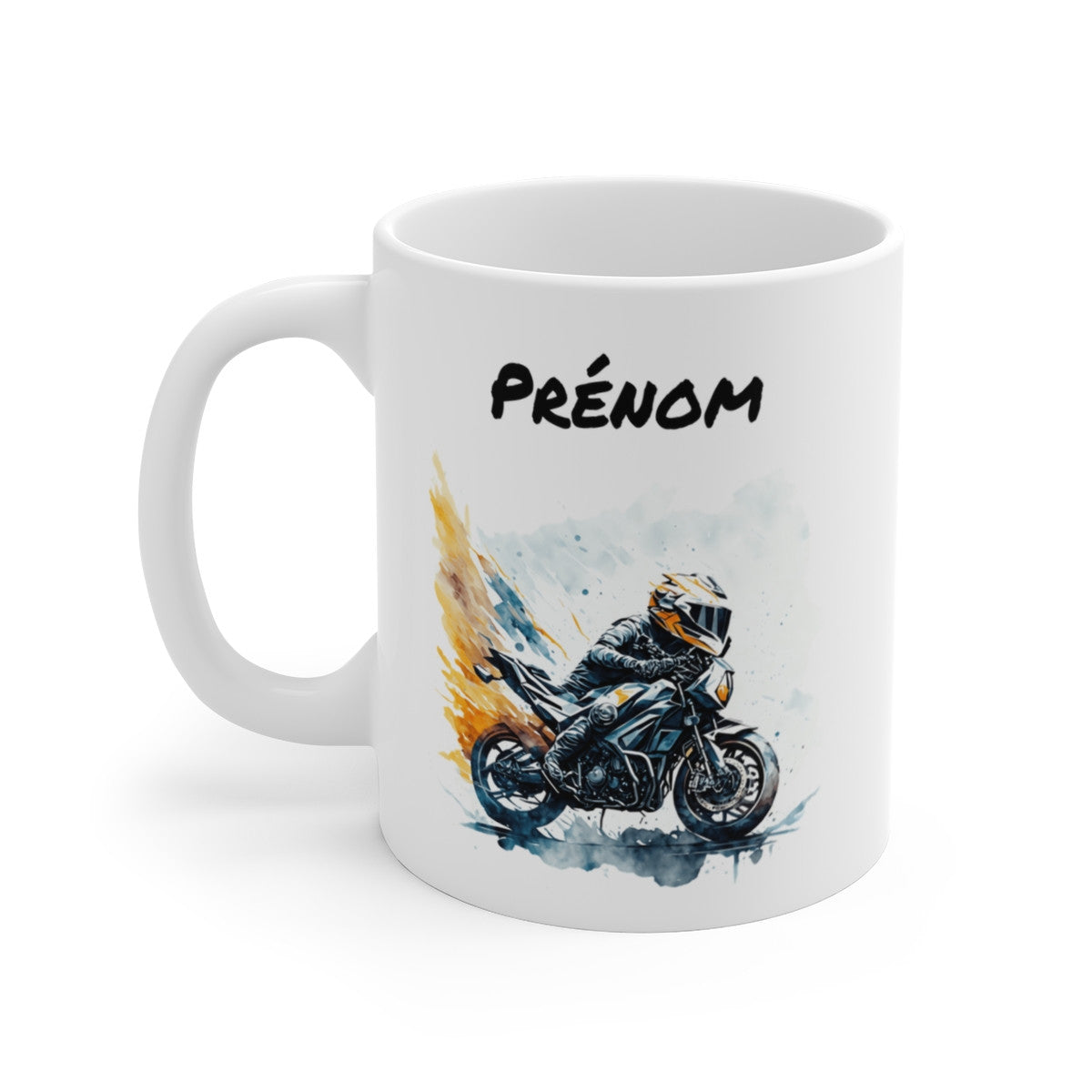 Mug Moto Aquarelle – Design Sportif Dynamique – Personnalisable avec Prénom