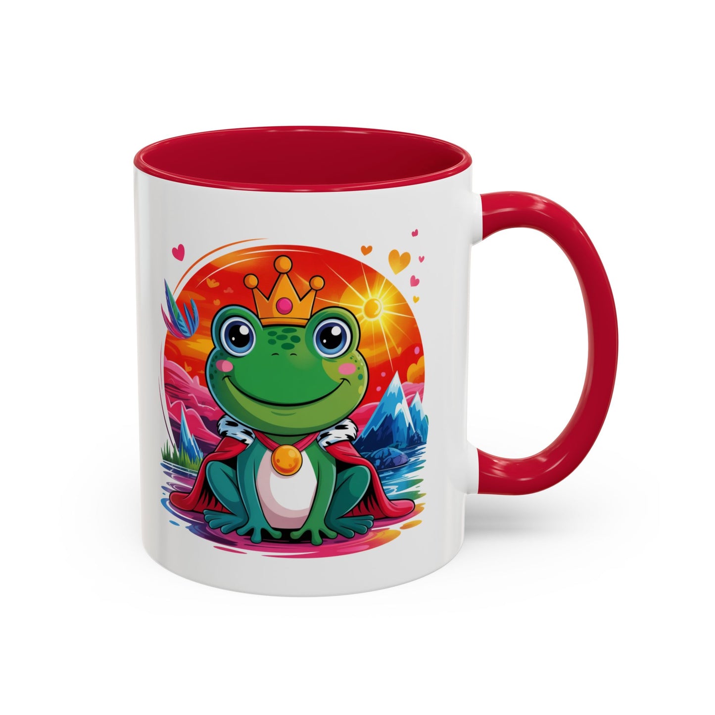 Mug Grenouille Prince Mignon – Tasse Animal Couronne Conte de Fées – Cadeau Original Enfant Adulte – Céramique 325ml Noir Bleu Rouge
