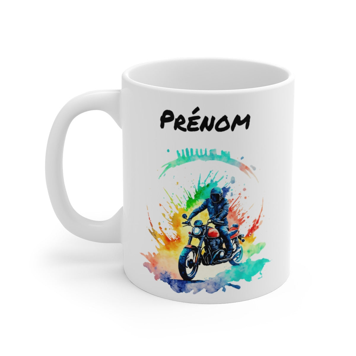 Mug Moto Route – Motard Roadster Aquarelle – Personnalisable avec Prénom