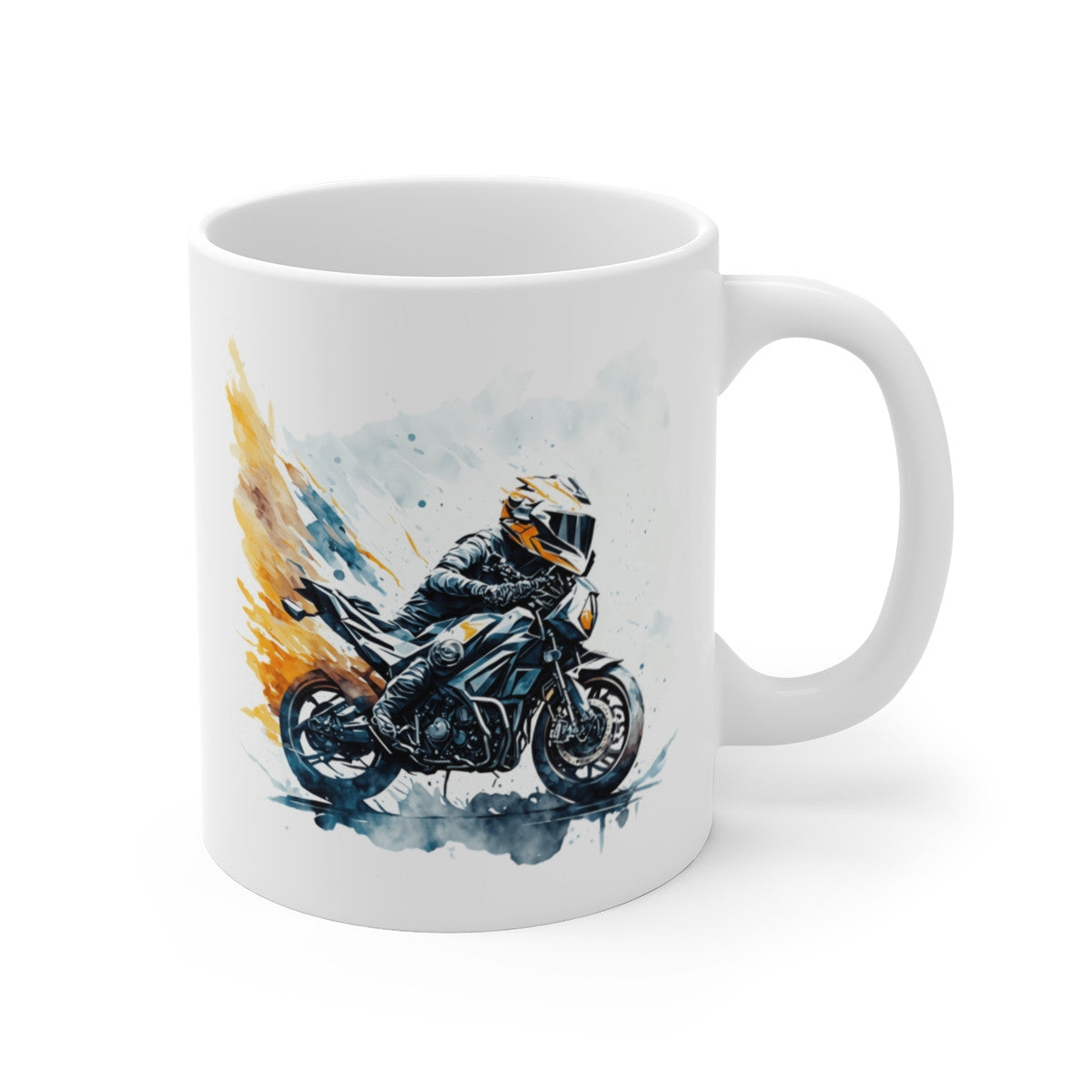 Mug Moto Sport – Motard en Pleine Accélération – Illustration Aquarelle Dynamique