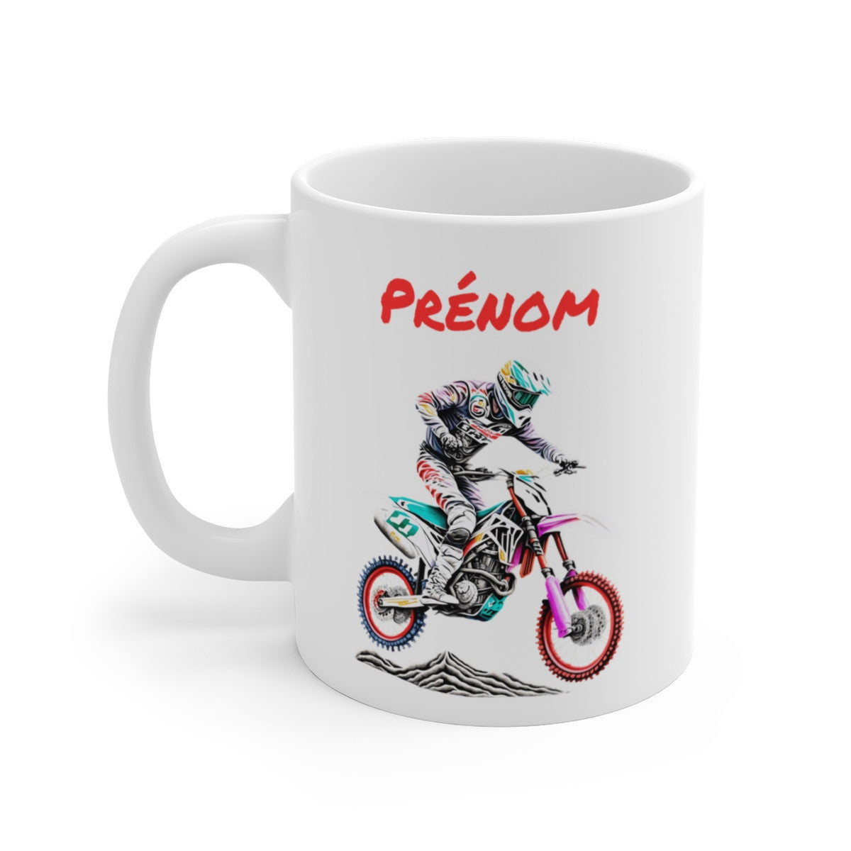 Mug Motocross Personnalisé – Prénom Enfant Rider – Tasse Crossbike Colorée