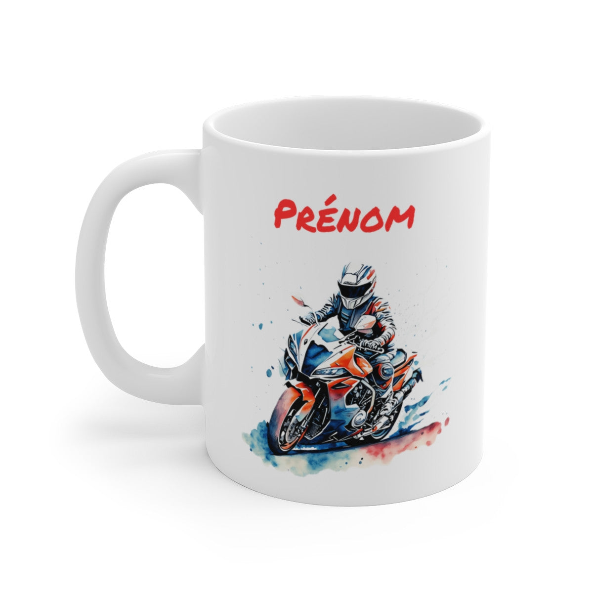 Mug Personnalisé Motard Racing – Moto Sport Bleu Rouge avec Prénom – Cadeau Unique Passion Moto
