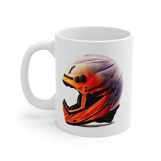 Mug Casque Moto Cross Orange  Design Racing Offroad Cadeau Motard Enduro, MX, Trial, Dirt Bike