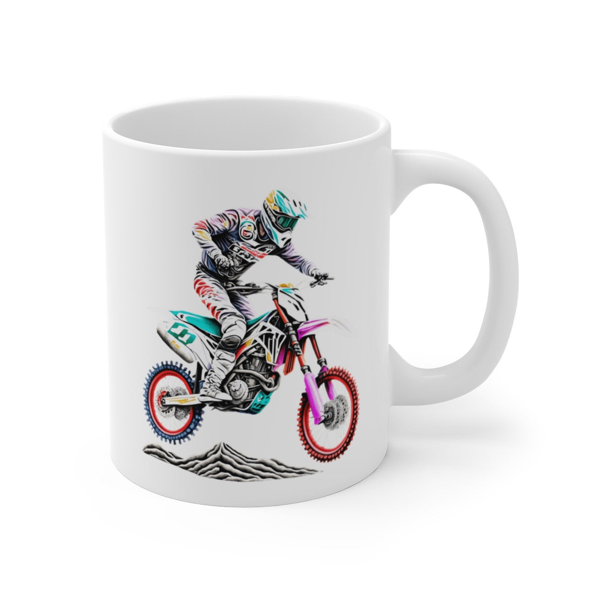 Mug Motocross Freestyle – Saut de Moto – Design Pilote Stylisé Numéro 9 – Tasse Rider Offroad