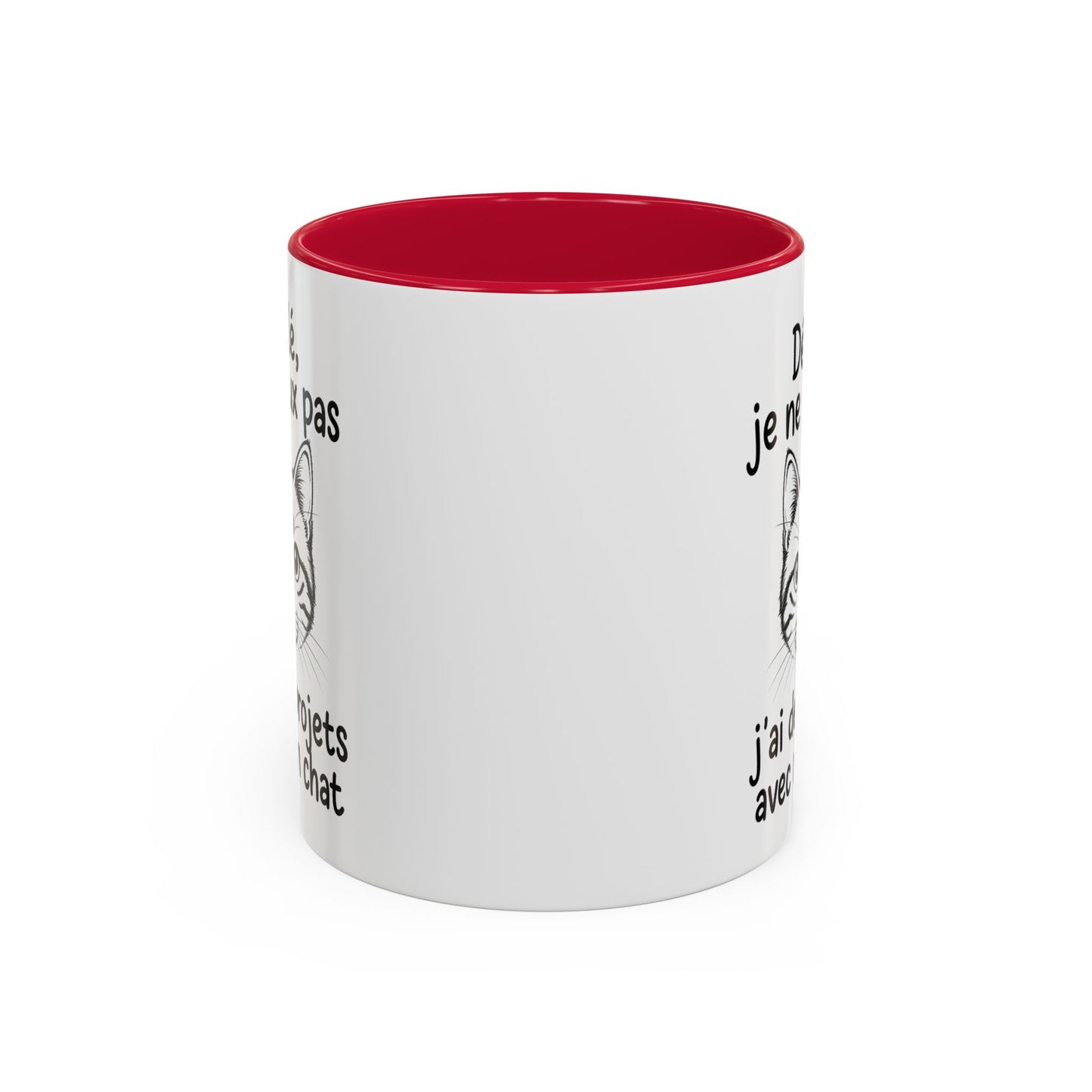 Tasse Chat Homme et Femme – Désolé je ne peux pas j'ai des Projets avec mon Chat – Mug Humour  – Cadeau Original pour Amoureux des Chats – 325 ml