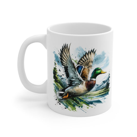 Mug Canard Colvert en Vol – “Évasion Sauvage” – Illustration Nature Dynamique